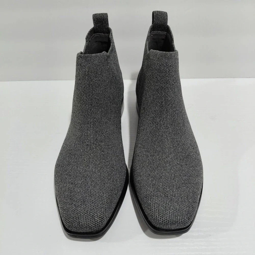 Vivaia Grey Knit Square Toe Chelsea Ankle Boot Women 39 Sustainable Eco Friendly